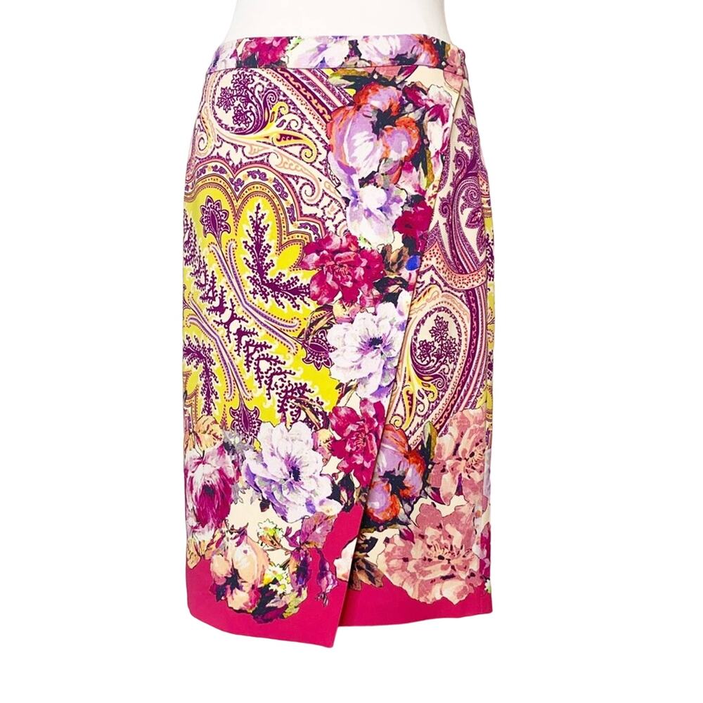 Etro paisley floral faux‎ wrap pencil skirt